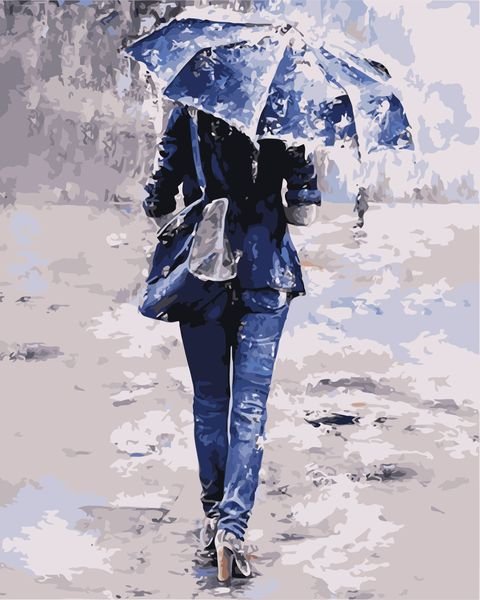 Картина по номерам 40*50 VA-0042 Девушка под зонтом
