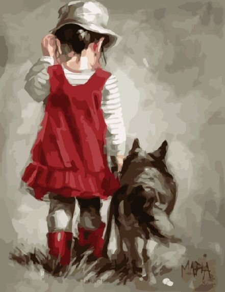 Картина по номерам 40*50 RDG-0479 Малышка с овчаркой