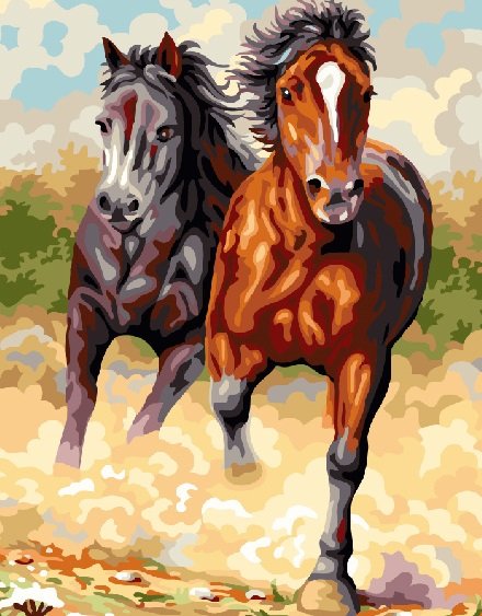 Картина по номерам 40*50 GX24091 Пара лошадей