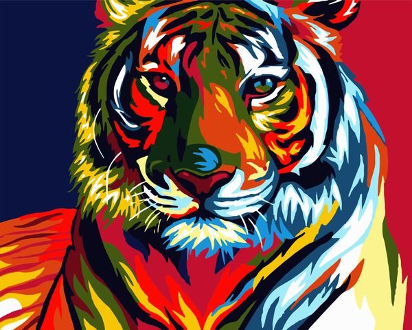 Картина по номерам 40*50 VA-0146 Радужный тигр