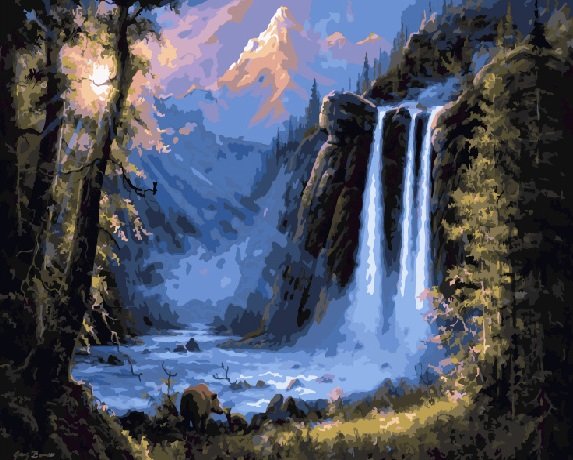 Картина по номерам 40*50 GX8352 Горный водопад 