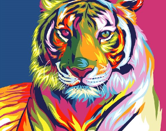 Картина по номерам 40*50 GX9203 Радужный тигр