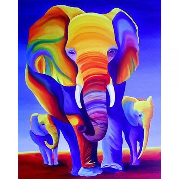 Картина по номерам 40*50 VA-0873 Цветные слоны