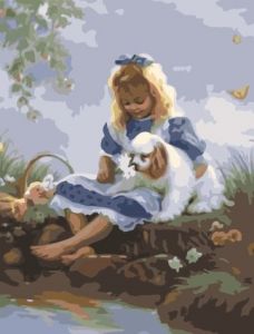 Картина по номерам 40*50 GX7006 Девочка с собачкой