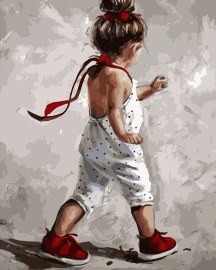 Картина по номерам 40*50 VA-1730 Девочка в красных ботиночках