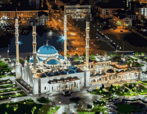 Картина по номерам 40*50 VA-1803 Мечеть "Сердце Чечни"