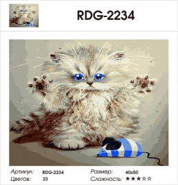 Картина по номерам 40*50 RDG-2234 Игривый котёнок