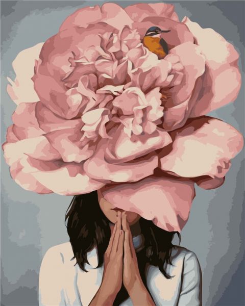 Картина по номерам 40*50 VA-2590 Девушка с розовым пионом
