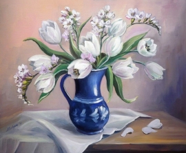 Картина по номерам 40*50 GX21878 Белые тюльпаны