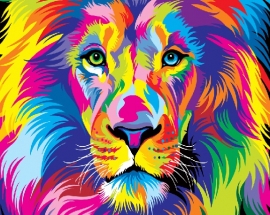 Картина по номерам 40*50 GX22578 Радужный лев