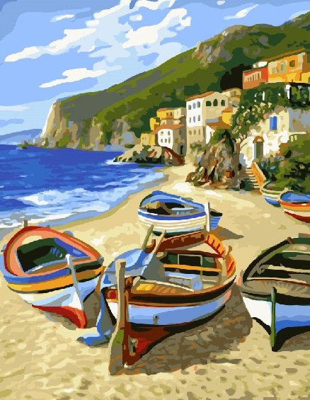 Картина по номерам 40*50 GX22394 Лодки на пляже