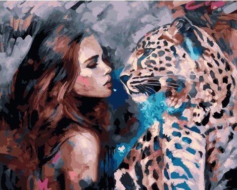 Картина по номерам 40*50 RDG-3655 Девушка и леопард