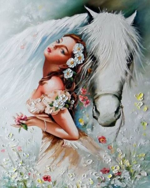 Картина по номерам 40*50 VA-1335 Девушка и лошадь