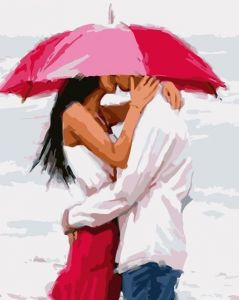 Картина по номерам 40*50 VA-1575 Поцелуй под зонтом