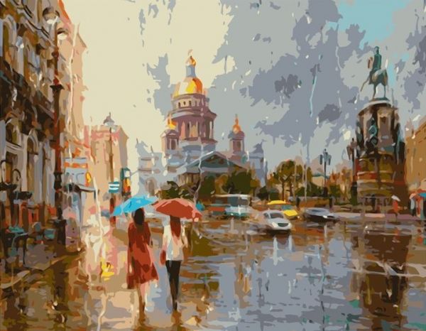 Картина по номерам 40*50 VA-1508 Дождливый Петербург 