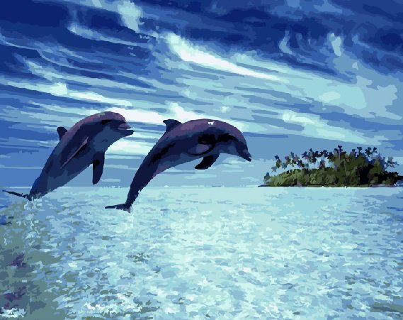 Картина по номерам 40*50 GX5212 Дельфины