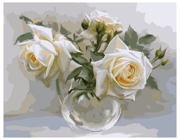 Картина по номерам 40*50 VA-1511 Белые розы 