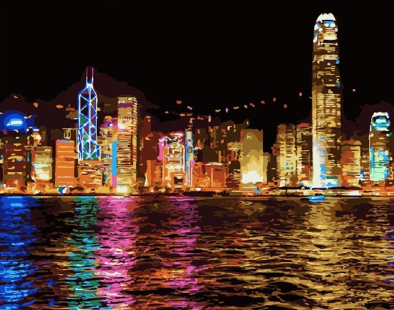Картина по номерам 40*50 GX7256 Ночной Гонконг 