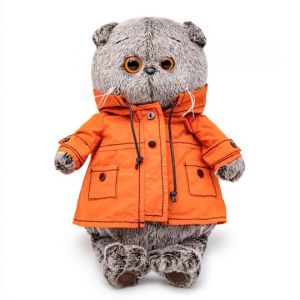 Мягкая игрушка Буди Баса Budibasa Кот Басик в куртке с капюшоном, 25 см, Ks25-116 светло-серый