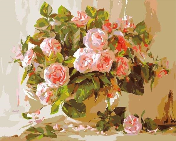 Картина по номерам 40*50 VA-0028 Пышный букет роз 