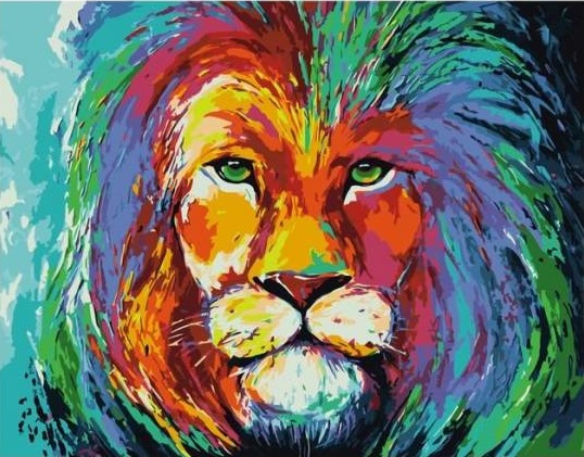 Картина по номерам 40*50 VA-0156 Взгляд радужного льва