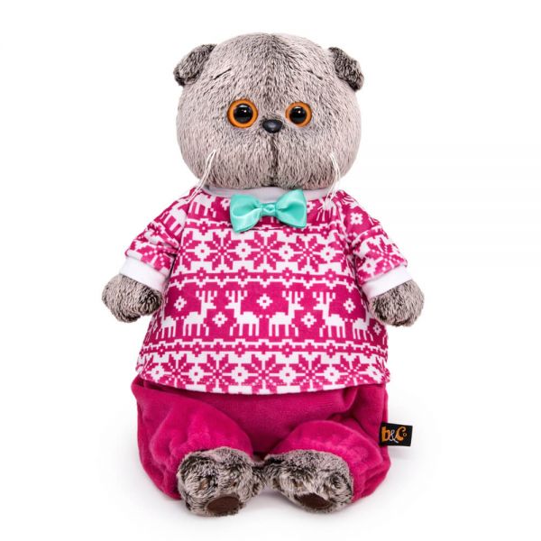 Мягкая игрушка Буди Баса Budi Basa Басик в зимней пижаме, 19 см, Ks19-220 светло-серый