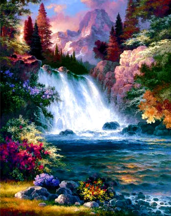 Картина по номерам 40*50 GX22604 Водопад в окружении леса