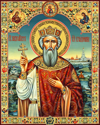 Картина по номерам 40*50 Q3002 Икона Святого Равноапостольного Великого князя Владимира