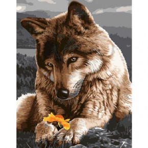 Картина по номерам 40*50 GX9713 Волк с цветком