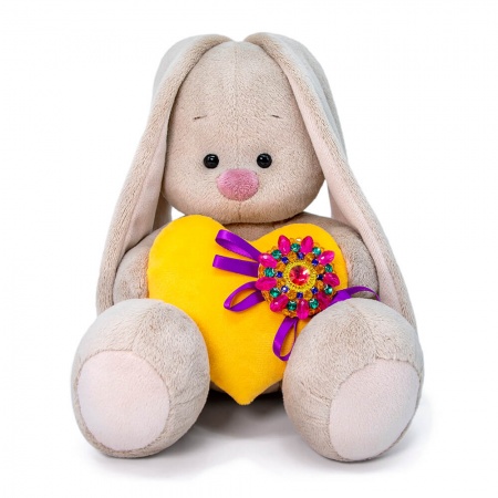 Мягкая игрушка Буди Баса Budibasa Зайка Ми с сердечком с брошкой, 23 см, SidM-430