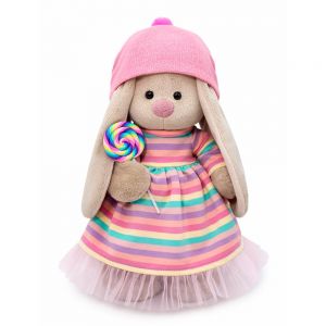 Мягкая игрушка Буди Баса Budibasa Зайка Ми в полосатом платье с леденцом, 32 см, StM-388