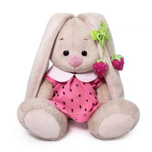 Мягкая игрушка Буди Баса Budibasa Зайка Ми в розовом платье с клубничкой, 15 см, SidX-375